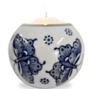 Ver imagem 1 de Porta Velas Porcelana Chinesa Pintado À Mão Borboletas Azuis 7cm Columbus Gold