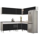 Ver imagem 1 de Armário de Cozinha Modulado de Canto 7 Peças Cp24 com Pia Inox Branco/preto - Lumil Lumil Móveis