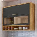 Ver imagem 2 de Armário Aéreo Cozinha 120 Cm Syrah 2 Portas com Vidro 100% Mdf Amêndoa/chumbo - Rio Doce