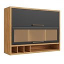 Ver imagem 1 de Armário Aéreo Cozinha 120 Cm Syrah 2 Portas com Vidro 100% Mdf Amêndoa/chumbo - Rio Doce