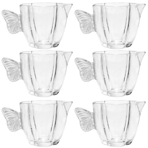Jogo 6 Leiteiras Vidro 230ml Butterfly Wolff Servir Caldos Cremes Pequena Cafeteria Hotel Mesa Posta