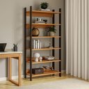Ver imagem 1 de Estante Industrial Alta 93cm x 32cm x 180cm para Livros ou Decoração com 6 Prateleiras 100% MDF