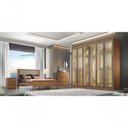 Ver imagem 1 de Guarda Roupa Casal Rizon Glass 6 Portas de Bater 8 Gavetas MDF com LED Cumaru Móveis Novo Horizonte