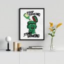 Ver imagem 2 de Quadro Stop Thinking Start Drinking 24x18cm:madeira Branca