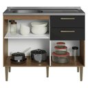 Ver imagem 5 de Balcão de Cozinha com Pia 105 cm 3 Portas 2 Gavetas Rustic/Preto Lille Madesa