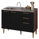 Ver imagem 2 de Balcão de Cozinha com Pia 105 cm 3 Portas 2 Gavetas Rustic/Preto Lille Madesa