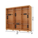 Ver imagem 4 de Guarda Roupa Casal Connor Mdf 3 Portas 6 Cabideiros com Espelho e Pés Moderna Mobília