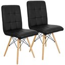 Ver imagem 1 de Kit 2 Cadeiras para Sala de Jantar Gomos com Base de Madeira Preta Preto Preto