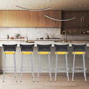 Ver imagem 6 de Kit 5 Banquetas Alta Banco para Balcão Junco Preto Àrea Gourmet Ilha Bancada bares Churrasqueira