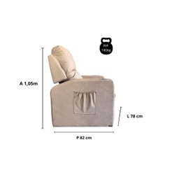 Poltrona Papai com Porta Copo Reclinável Massageador Courino:palha - 5