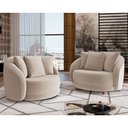 Ver imagem 2 de Kit 2 Poltronas Decorativa para Sala Pés Madeira Kaly M22 Veludo Bege - Mpozenato