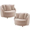 Ver imagem 1 de Kit 2 Poltronas Decorativa para Sala Pés Madeira Kaly M22 Veludo Bege - Mpozenato