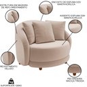 Ver imagem 3 de Kit 2 Poltronas Decorativa para Sala Pés Madeira Kaly M22 Veludo Bege - Mpozenato