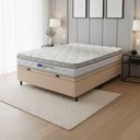 Ver imagem 2 de Cama Box Baú Casal Probel Espuma D33 Pillow Top 138x188x59cm Guarda Costas Lyon Branco/bege Branco