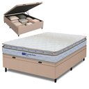 Ver imagem 1 de Cama Box Baú Casal Probel Espuma D33 Pillow Top 138x188x59cm Guarda Costas Lyon Branco/bege Branco