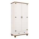 Ver imagem 1 de Guarda-Roupa Infantil 2 Portas 1 Gaveta Joy Branco/Off White/Nogueira