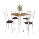 Ver imagem 2 de Conjunto Sala de Jantar Mesa Quadrada 90cm Tampo BP com 4 Cadeiras Adriana Branco/Madeira Imbuia/Demolição