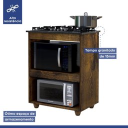 Balcão para Cooktop 5 Bocas 2 Nichos para Forno Turim Kaiki Móveis - 3