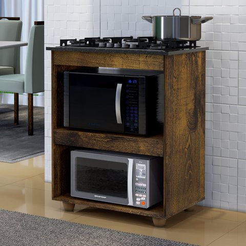 Balcão para Cooktop 5 Bocas 2 Nichos para Forno Turim Kaiki Móveis