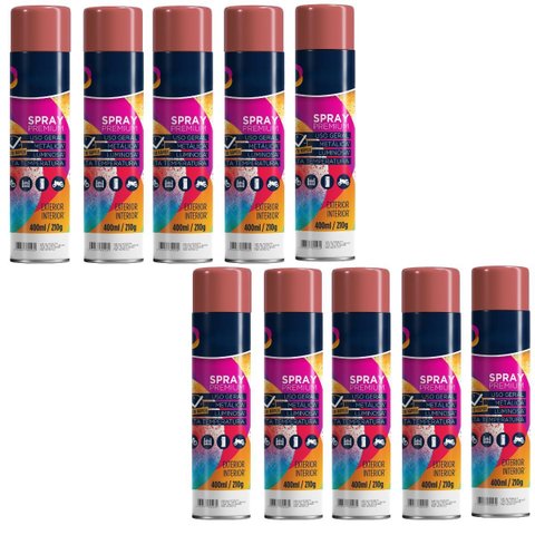 Tinta Spray 400ml Vermelho Uso Geral em Aço Ferro Gesso Cerâmica Couro | Universo | Kit 10 Un