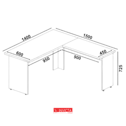 Mesa em L para Escritório C/gavetas Nogal 100% Nacional - 2