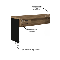 Mesa em L para Escritório C/gavetas Nogal 100% Nacional - 3