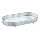 Ver imagem 1 de Bandeja Decorativa Oval Metal Prata com Espelho 28cm 12249 Mart
