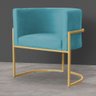Kit 2 Poltronas Decorativa Sala Estar Recepção Escritório Luana Base Gold Veludo Azul Turquesa - 2