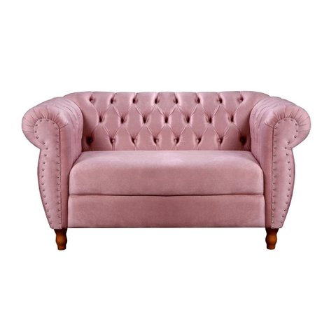 Sofá Nobreza 2 Lugares Cor:Suede Rosa 280