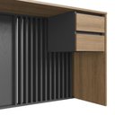 Ver imagem 6 de Conjunto de Escritório 2 Peças Mesa Escrivaninha com Gavetas e Armário com Nichos Mel/Grafite