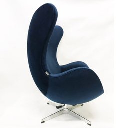 Poltrona EGG tecido veludo azul marinho base alumínio com relax - Poltronas do Sul - 2