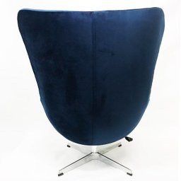 Poltrona EGG tecido veludo azul marinho base alumínio com relax - Poltronas do Sul - 6