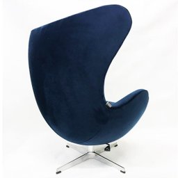 Poltrona EGG tecido veludo azul marinho base alumínio com relax - Poltronas do Sul - 5