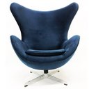 Ver imagem 3 de Poltrona EGG com puff tecido veludo azul marinho base alumínio com relax - Poltronas do Sul