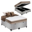 Ver imagem 1 de Cama Box Baú Queen Bipartido Suede + Colchão Molas Ensacadas Royal Sleep Bioclassic 158cm Suporta