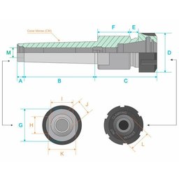 Haste Porta Pinças Er32 Cone Morse 2 - Rosca M10 - 3