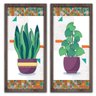 Conjunto Quadros Decorativos 2 pçs 20x45 Vasos e Azulejos - Moldura Marrom - 1