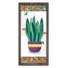 Conjunto Quadros Decorativos 2 pçs 20x45 Vasos e Azulejos - Moldura Marrom - 2