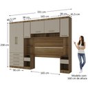 Ver imagem 4 de Quarto Modulado Queen com Guarda-roupas Maleiro e Cabeceira Paris Master Luciane Móveis