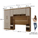Ver imagem 3 de Quarto Modulado Queen com Guarda-roupas Maleiro e Cabeceira Paris Master Luciane Móveis