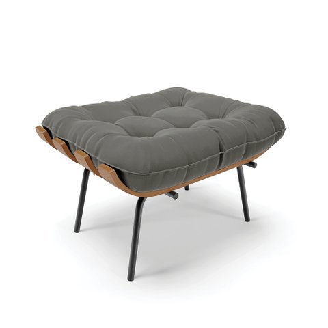 Puff Costela Suede Grafite Base Metal