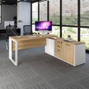 Ver imagem 1 de Mesa Industrial 1,50m C/ Armário e Cx de Tomadas Pé Metal F5