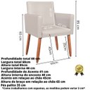 Ver imagem 2 de Poltrona para Espera Comercial Cliente Tecido Corano Resistente Pés em Madeira Natural Suporta 120kg