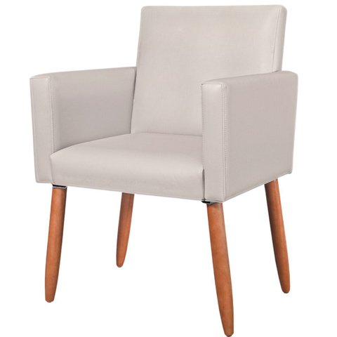 Poltrona para Espera Comercial Cliente Tecido Corano Resistente Pés em Madeira Natural Suporta 120kg