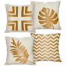 Kit com 4 Capas para Almofadas Decorativas Folhas Douradas - 1