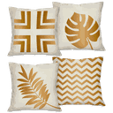 Ver imagem 1 de Kit com 4 Capas para Almofadas Decorativas Folhas Douradas