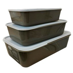 Conjunto 3 Potes Diamond Plástico Com Tampa Cinza Utility - 2