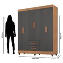 Ver imagem 2 de Guarda Roupa Casal Lite 6 Portas Nature Cinza – Móveis Leão