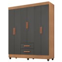 Ver imagem 1 de Guarda Roupa Casal Lite 6 Portas Nature Cinza – Móveis Leão