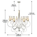 Ver imagem 2 de Luminária de Ferro com 8 Bocais Rústica com Cúpulas de Vidro - Branco
